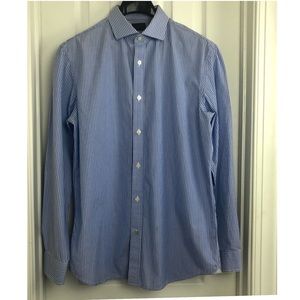 Black label BANANA REPUBLIC Mens Dress shirt L Blue and white striped